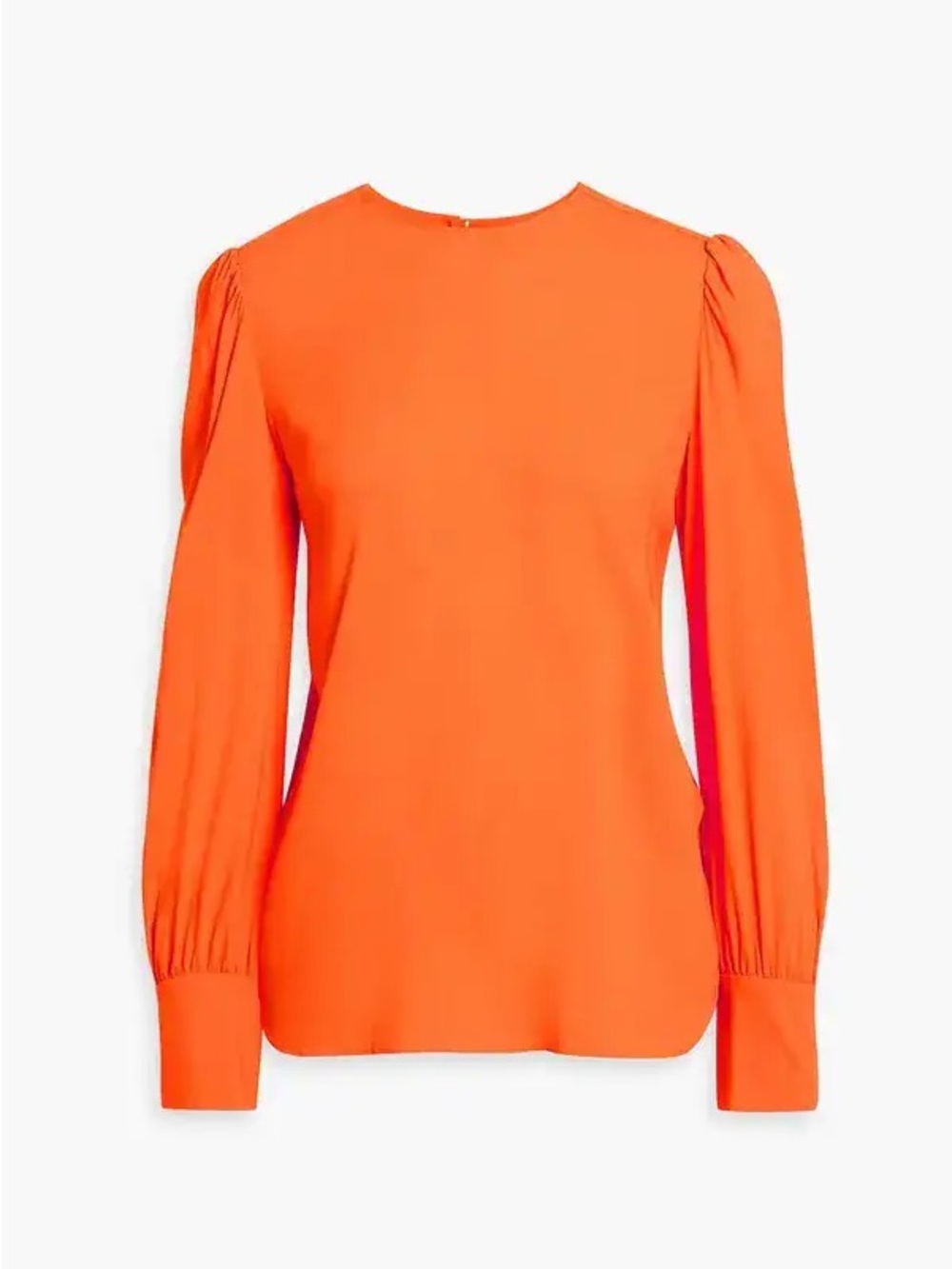 ‼️Made in Italy Long-Sleeve Puff-Shoulder Blouse in Bright Orange